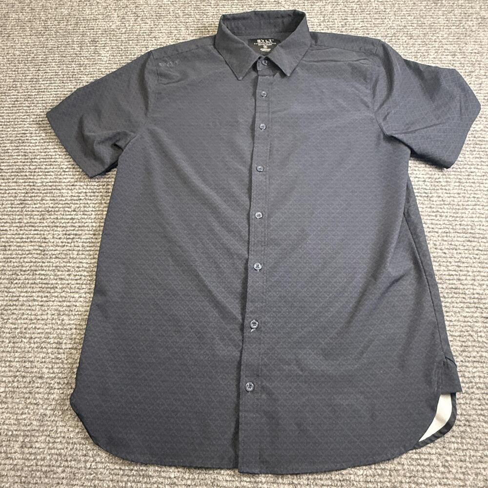BYLT Shirt Mens Medium Blue Riviera Geometric Short Sleeve Button Down Casual